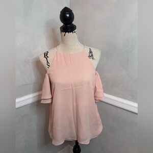 NWT Shinestar Blush Pink Cold Shoulder Halter Neck Top Size M
